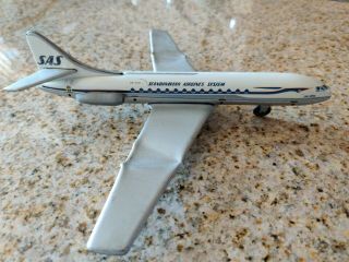 Vintage Caravelle Tippco Friction Toy Airplane Sas Scandinavian Airlines System