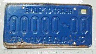 1967 Alabama Sample License Plate 00 - 00000 with 