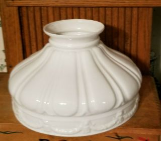 Antique Oil Lamp Shade Kerosene White Milk Glass With A Drape Motif