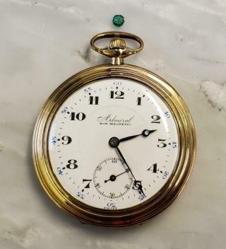 Admiral Antique Pocket Watch W/ 20 Year Warranted Case 15 - Jewels 5 - I7103