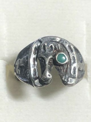 Vintage Horse Head/hosrse Shoe Ring - Sterling Silver (. 925)