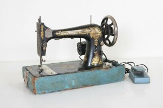 Antique Singer Model 27 Portable Electric Sewing Machine Sphinx W/base 1902