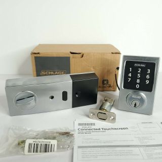 Schlage Connect Be468 Connected Touchscreen Deadbolt Lock Chrome No Keys