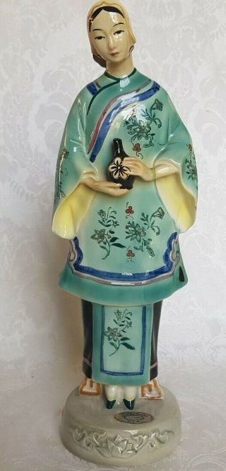 Antique Goldscheider - Everlast Oriental Figurine " Lady On The Lily Feet " Signed
