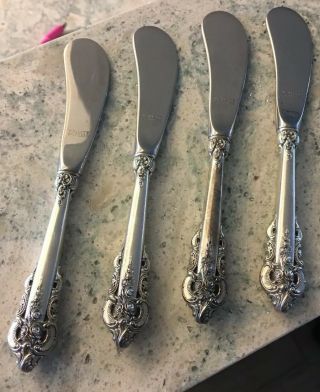 Wallace Grande Baroque 6 Inch Sterling Silver Handled Butter Knives Set Of 4
