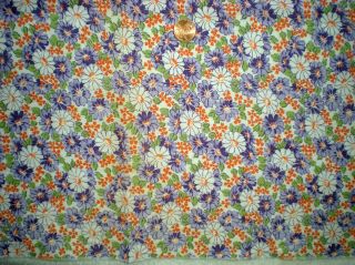 Floral Vtg Feedsack Quilt Sewing Doll Clothes Craft Fabric Purple Lime Orange