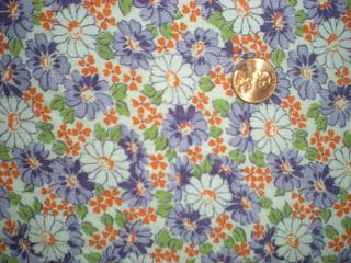 FLORAL Vtg FEEDSACK Quilt Sewing Doll Clothes Craft Fabric Purple Lime Orange 2