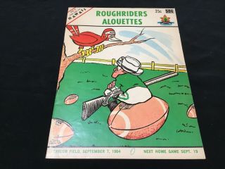1964 Official Cfl Program Roughriders Vs Alouettes