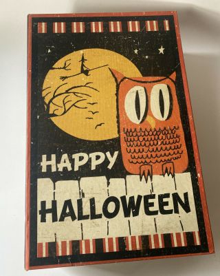 Halloween Book Box With Vintage Owl On Cover 13x8x3”