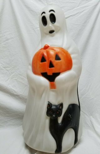 Vintage Empire Lighted Blow Mold Ghost With Pumpkin Black Cat Fall Yard Decor