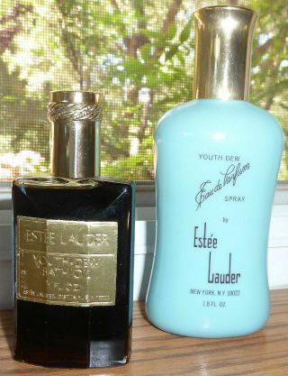 Vintage Estee Lauder Youth - Dew Edp Spray 1.  8oz Blue Bottle & Youth Dew Bath Oil