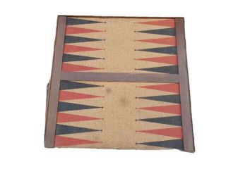 Antique 2 Sided Wood Framed Game Board Backgammon Checkers 22x22 Vintage