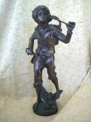 Antique Vintage French Spelter Figure 14 " Tall