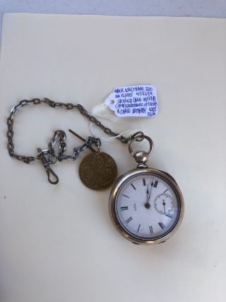 Antique Waltham " William Ellery " Pocket Watch & Fob - Sterling Silver Case,  Nw