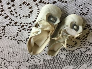 Antique Soft Leather Doll Shoes With Black Heels.