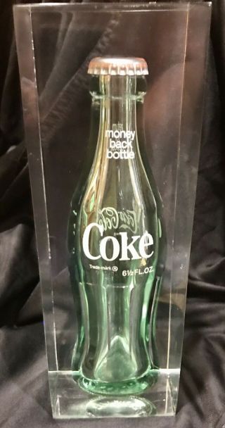 Vintage Real Coca - Cola Bottle 6 - 1/2 Oz Encased In Lucite Acrylic
