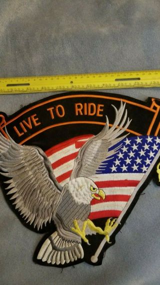Vtg 80s Large Harley Davidson Jacket Patch Eagle Live To Ride Hd026 Motorcycle