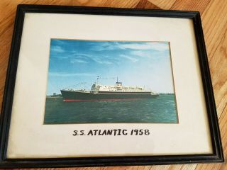 Ss Atlantic Oceanliner 1958 Photograph White Star Lines Framed Sank In 1973 Rare