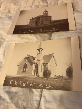 Vintage Rppc Real Photo Postcards Pierson,  Iowa 1909 School Church