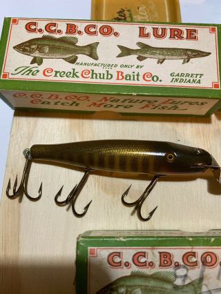 Vintage Creek Chub Fishing Lures In Boxes Pikie Baby Jointed 2