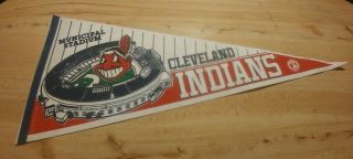 1992 Mlb Cleveland Indians Chief Wahoo Pennant Municipal Stadium Baseball