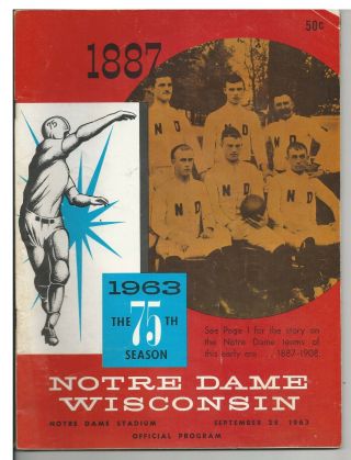 1963 Notre Dame Vs Wisconsin College Football Program
