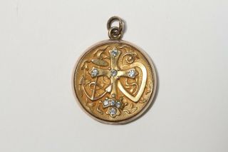 Antique Victorian Nouveau Gold Filled Locket - Faith Hope And Charity