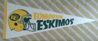 Vintage Edmonton Eskimos Full Size Cfl Football Pennant