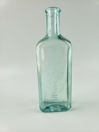 Antique Medicine Bottle Emb.  Dr.  Miles Remedy For The Heart Green Aqua Tumbled