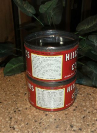 Vintage Hills Bros.  Red Can Brand 1 LB Coffee Cans Tins - No Lids 2