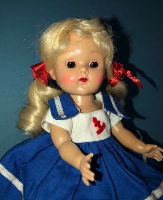 Vintage Vogue Ginny Doll In Her 1954 Medford Tagged Nautical Dress