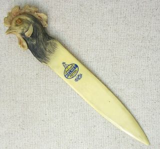 Antique Celluloid Letter Opener Advertising Armours W Chicken Head Page Turner 2