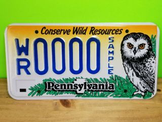 Pennsylvania Conserve Wild Resources Owl Metal License Plate 0000 Sample
