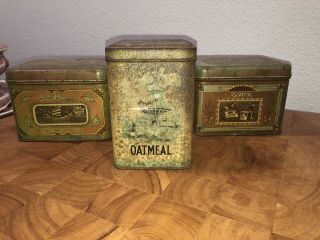 Vintage Tins For Coffee,  Tea & Oatmeal