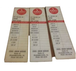 Vintage Kendall Oil Change Reminder Stickers Gt - 1 Racing Dual Action Pa