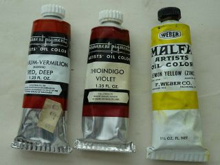 Red Violet Yellow Permanent Pigments Malfa Artists Oil Colors Vintage Paint