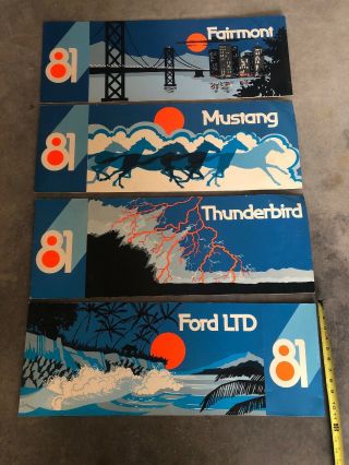 Vintage 1981 Ford Mustang,  Fairmont,  Thunderbird,  Ltd Cardboard Advertising