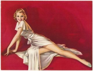 Vintage 1930s Art Deco Glamour Blonde Pin - Up Just Posing Pearl Frush Print Fine