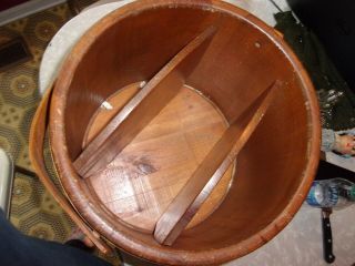 Vintage Wood Knitting Sewing Box Stand Bucket Firkin Look - LARGE 2