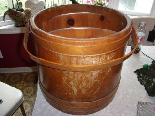 Vintage Wood Knitting Sewing Box Stand Bucket Firkin Look - LARGE 3