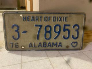 Vintage License Plate Heart Of Dixie 1976 Alabama License Plate Old