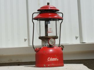 Vintage Coleman 200a Red Single Mantle White Gas Camping Lantern Made 5 Of 1964