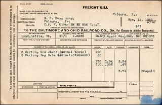 B&o Railroad Freight Bill,  Waybilled Lyndonville Vt,  Dairy Association Co.  Inc.