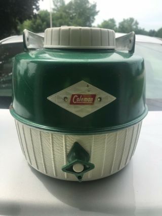 Vintage Coleman Green/white Diamond Logo Water/picnic 1 Gallon Jug 1960 