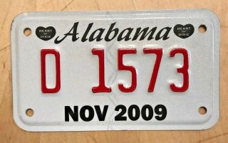 2009 Alabama Motorcycle Cycle Dealer License Plate " D 1573 " Al Dlr