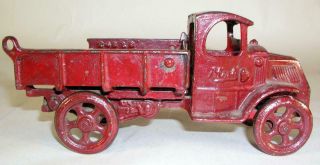 Antique 8.  25 " Cast Iron Arcade Mack Dump Truck Good For Restoration