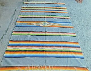 Vintage Mexican Indian Blanket Rainbow Saltillo Serape Shawl Textile Antique Old