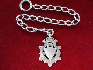 A Fine Antique Victorian Hallmarked Sterling Silver Watch Chain And Watch Fob