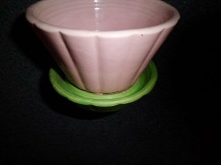 Vintage Shawnee Pottery Pink/green Ribbed Planter