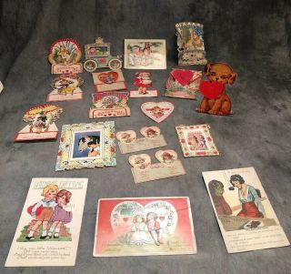 19 Vtg Valentines Day Cards & Postcards 1920 